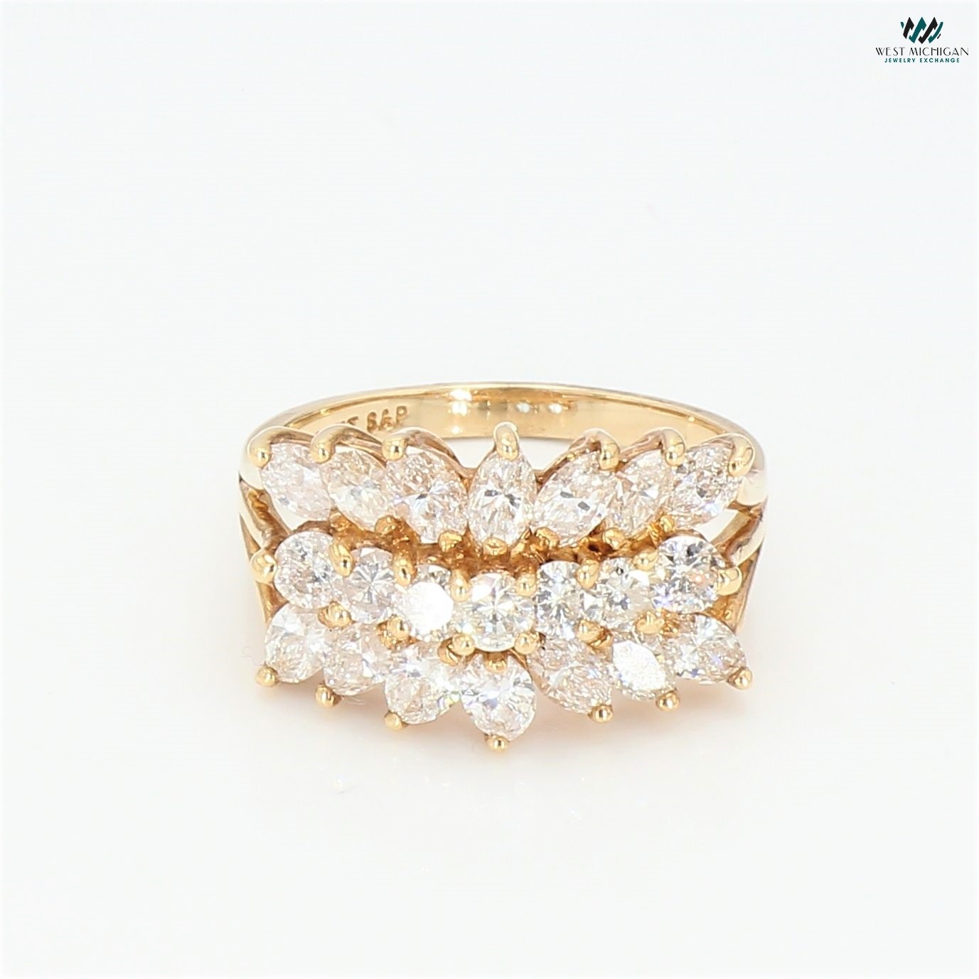 Yellow Diamond Cluster Ring Gemporia Gold Diamond Rings 14K Yellow