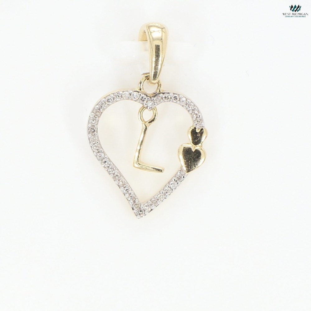Diamond initial "L" pendant in heart frame 167898