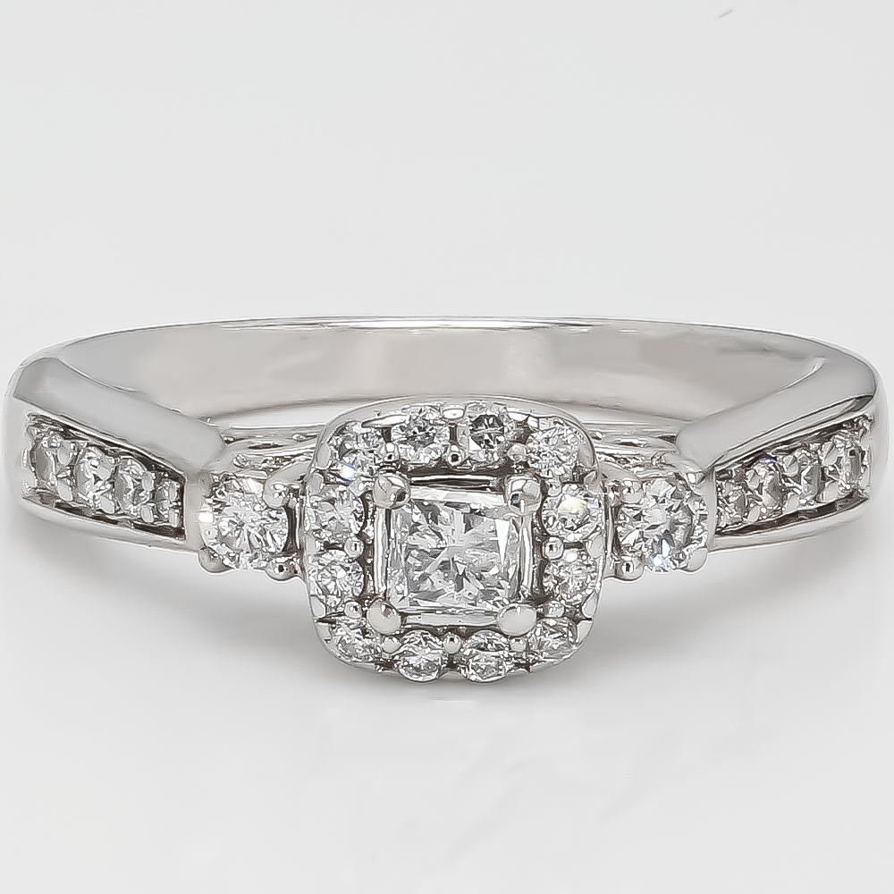 14K White Gold Engagement Ring| 0.50 CT TDW| 4.40 Grams| Size 6.6"- R13389