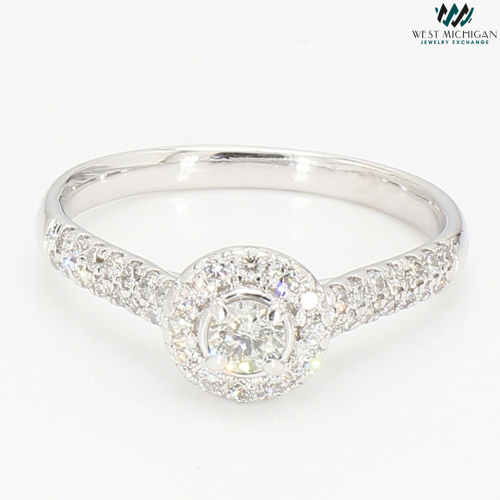 14K White Gold Engagement Ring| 3.30 Grams| size 8.50" - R13733