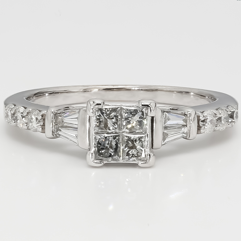 14K White Gold Diamond Engagement Ring| 0.50 CT TDW| 3.50 Grams| Size 6"- R14015