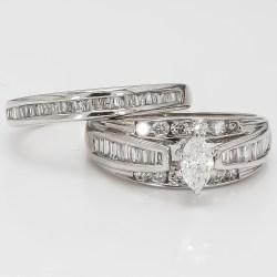 Diamond Bridal Ring Set| 1.00 CT TDW| 10K & 14K| 6.85 Grams| Size 6.5"- R14046