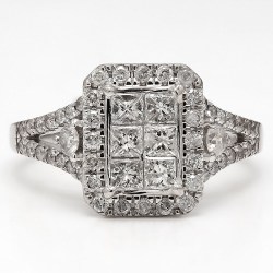 14K White Gold Diamond Ring| 1.00 CT TDW| 4.60Grams| Size 8.5"- BB12529