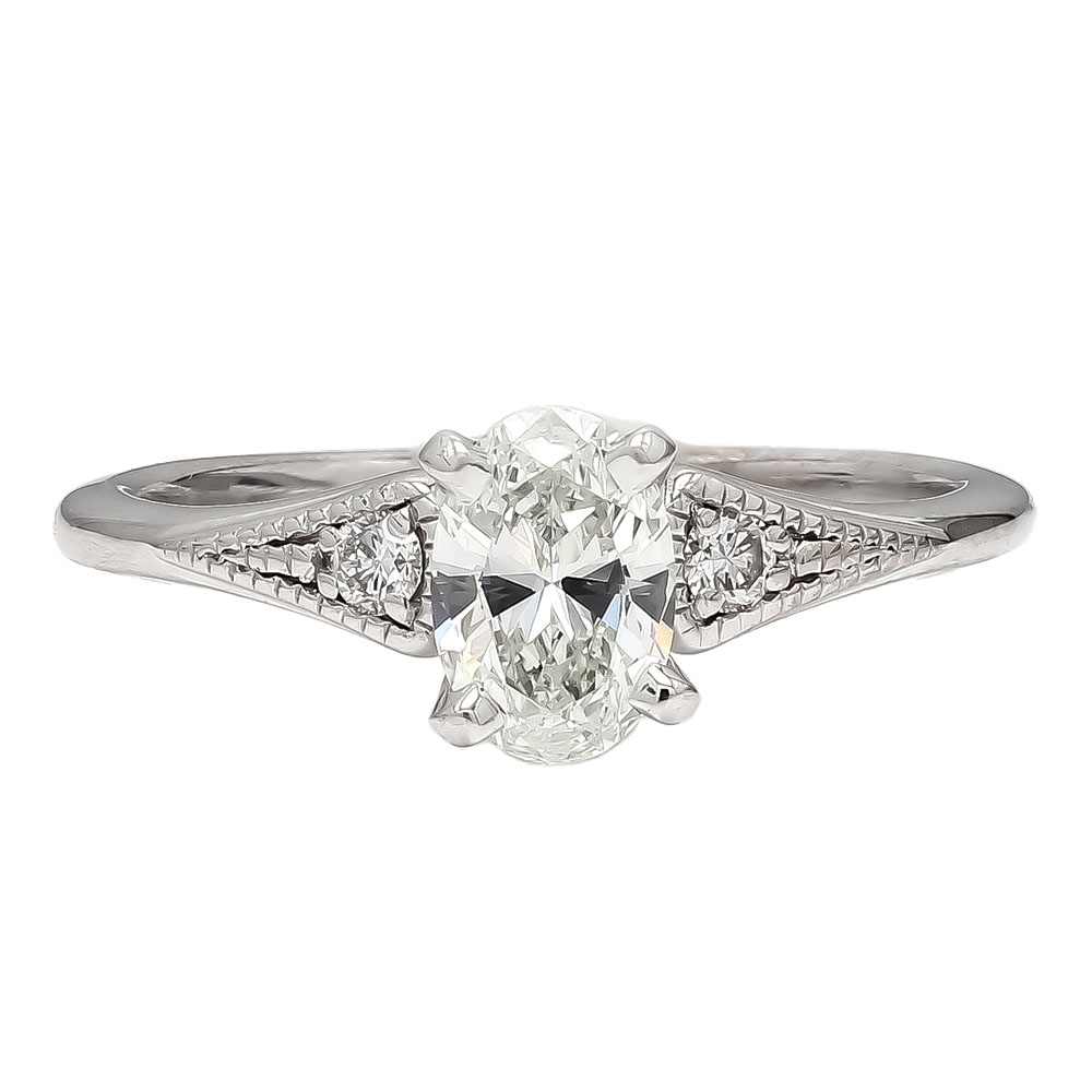 GIA Certified 14K White Gold Diamond Engagement Ring| 0.56 CT