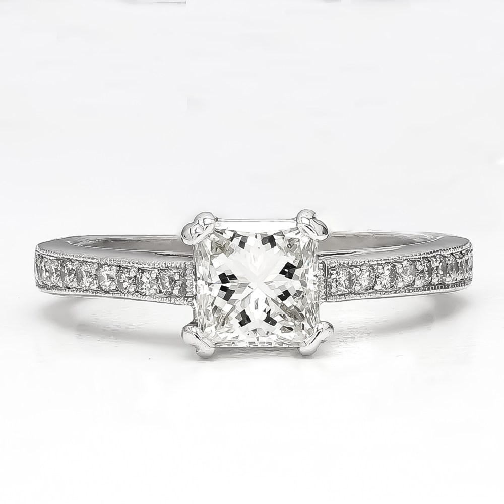 14K White Gold Diamond Engagement Ring| 1.00 CT Center| 1.25 CT TDW| 4.00Grams| Size 6.5"- R14378