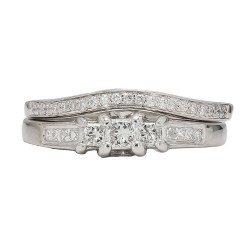 14K White Gold Diamond Bridal Ring Set| 0.50 CT TDW| 5.00 Grams| Size 7"- R11251A