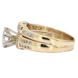 14K Gold Diamond Bridal Ring Set| 1.00 CT Center| 1.25 CT TDW| 5.50 Grams| Size 6.5"- R14029